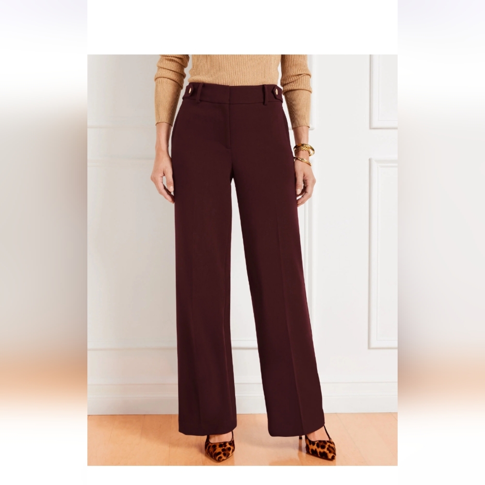 Talbots Rich Burgundy Greenwich Wide Leg Pants